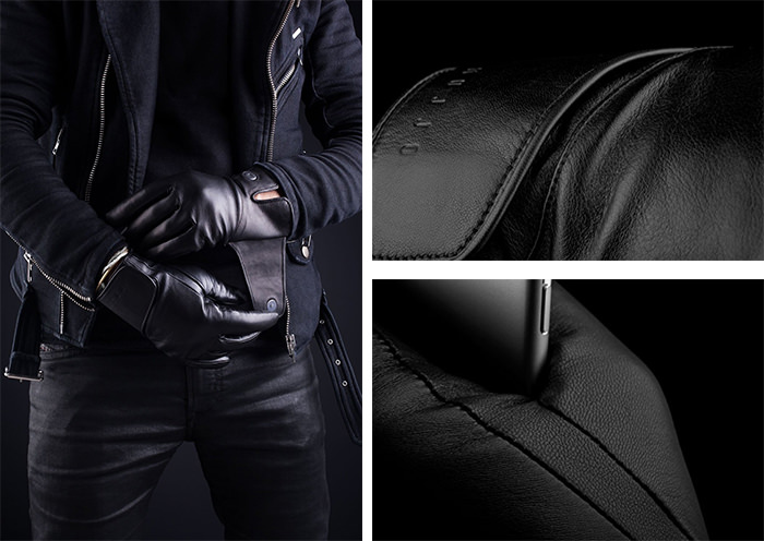 Detalii manusi touchscreen din piele Mujjo